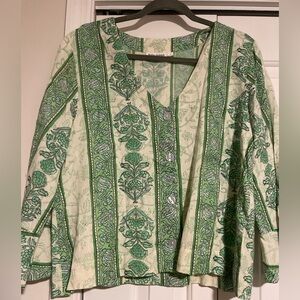 Roller Rabbit | Green and cream patterned top